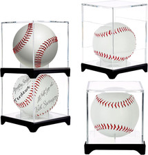 4 Pack（With Base） Baseball Display Case,Uv Protected Acrylic Baseball Boxes for 