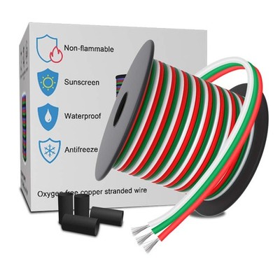 LEADTOPS 3 Pin Conductor Extension Wire 33ft 22 AWG Gauge Stranded Tinned Cop...