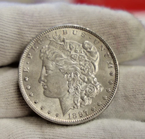 1887 US Morgan Silver Dollar $1 Nice AU