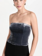 $148 NWT Reformation Giorgia silk velvet corset top grey silver - Size small 6