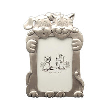 Molded Metal Pet Photo Picture Frame Puppy Dog Kitty Cat 3 1/2" x 5"