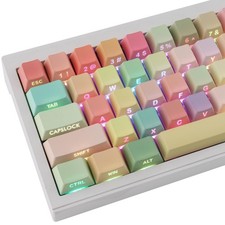 PBT Keycaps - Side Printed Keycap Set133 Keys Shine Through Cute Rainbow Cand...