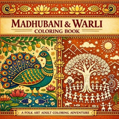 Madhubani & Warli Coloring Book: Bold and Easy Traditional Indian Folk Art Patte