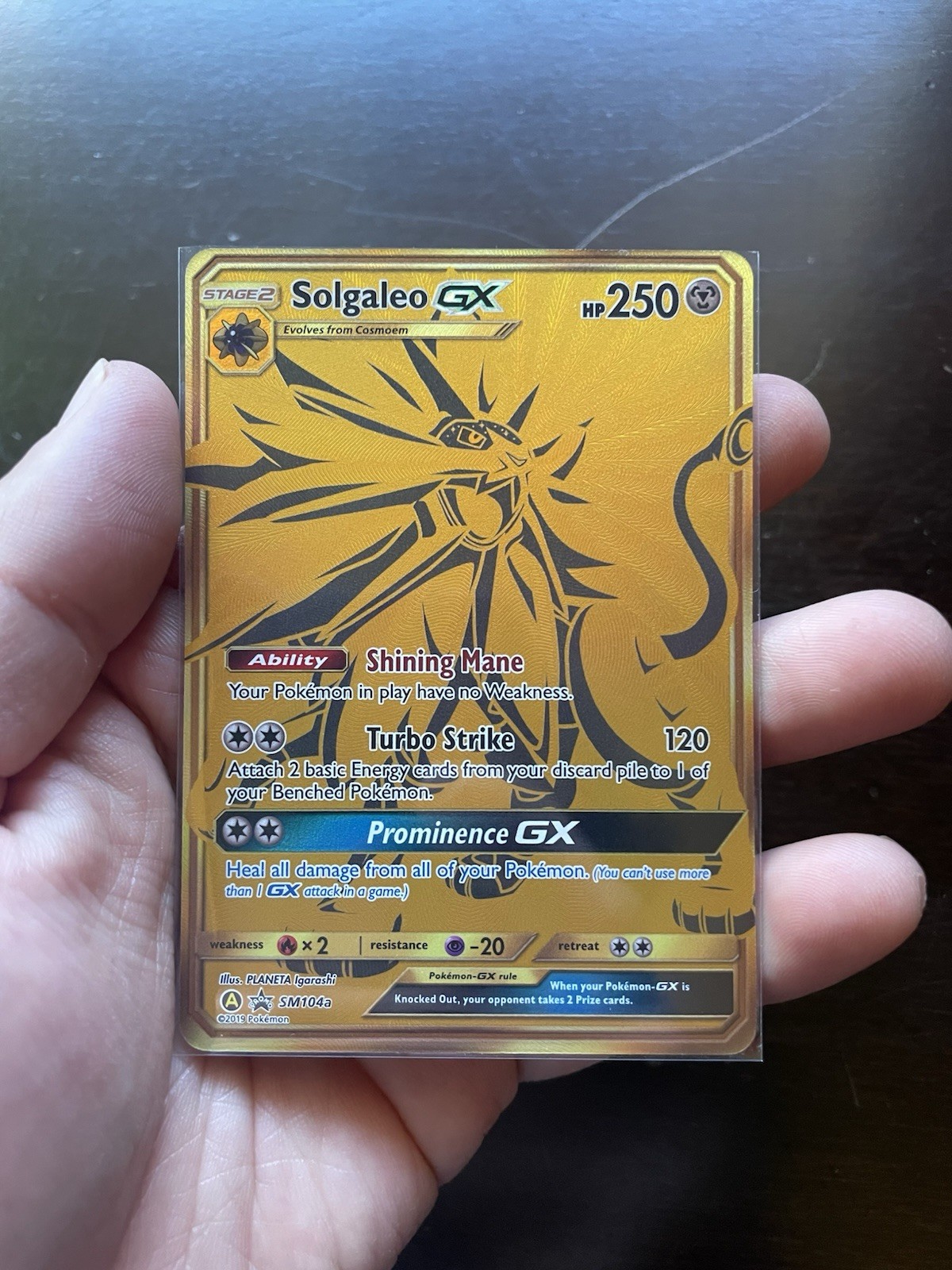 Pokemon Solgaleo GX Sm104a Sun & Moon Gold Black Star Promo Holo NM