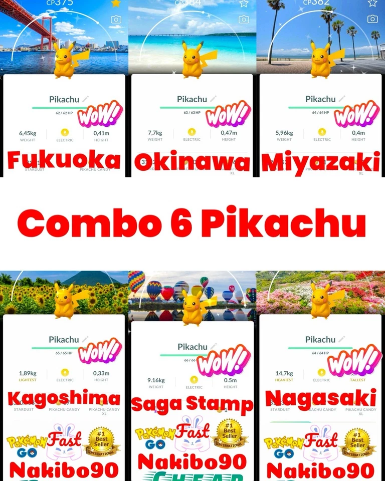 Pokemon✨Glänzendes Pikachu✨Fukuoka✨Okinawa, Miyazaki✨Kagoshima✨Nagasaki✨Saga✨P’TC✨Go✨