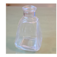 Small Clear Square Glass Bottle with Square Base