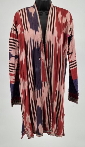 Vintage Handmade Uzbek Silk Ikat Chapan Robe #1447