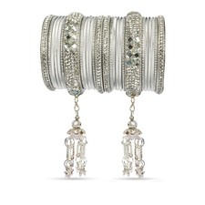 Indische ethnische silberfarbene Armreifen handgefertigter traditioneller Sch...