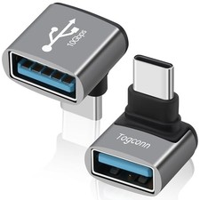 90 Degree USB C to USB Adapter 10Gbps, 2-Pack Right Angle Type-C Male to USB-A