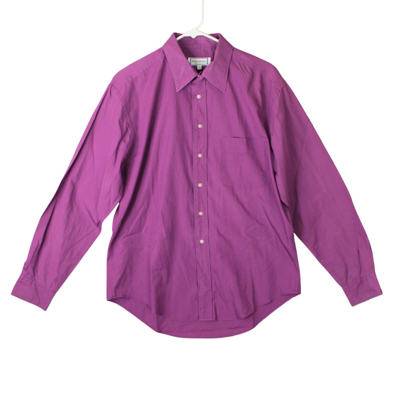 Camicia vintage Yves Saint Laurent con bottoni uomo lusso Y2K classica viola 16 34 35