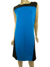 DKNYC Size XL Sleeveless Dress Cyan & Black Colorblock Hidden Back Zipper