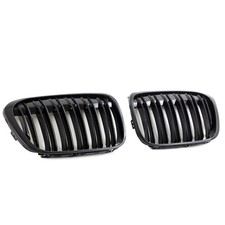 Satz Doppelsteg Kühlergrill Schwarz Grill glanz passt für BMW X1 F48 bj 2014>