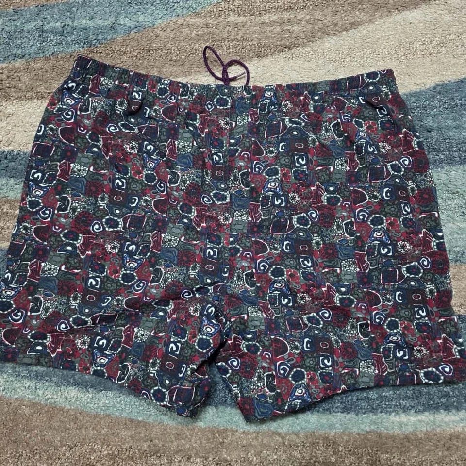 Vintage Nike Swim Trunks Shorts 90s Abstract Geometric Print Red Blue White L - Image 2 of 4