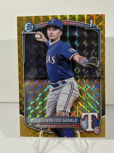 2025 Bowman Chrome Devin Fitz-Gerald 1st Gold Shimmer Refractor /50 Rangers
