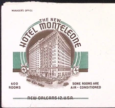 1950 Hotel Montelone New Orleans LA #10 Advertising Cover