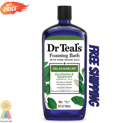 Dr Teal's Foaming Bath with Pure Epsom Salt, Relax & Relief 34 oz Eucalyptus