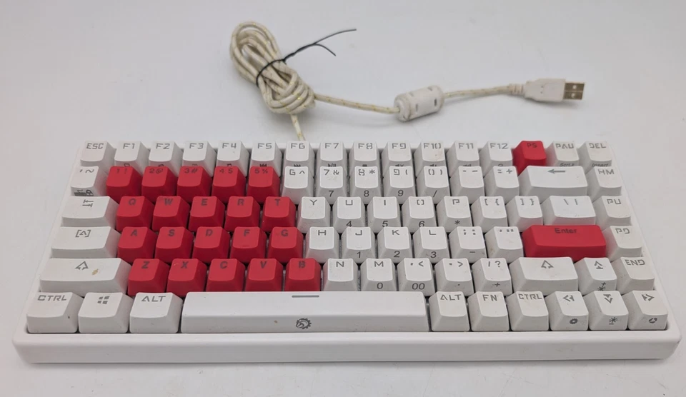 Drevo Gramr 84-Key Backlit Mechanical Keyboard Wired USB White Red Keys Working - Image 2 of 4