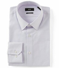 HUGO BOSS ENZO BLACK LABEL DRESS SHIRT REGULAR FIT POINT COLLAR STRIPED -NWT