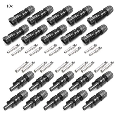MC4 Stecker Buchse PV Solarstecker 10 Paar für 4mm² - 6mm² Kabel Stäubli