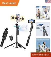 Extendable Auto Face Tracking Tripod 360° Rotation with Light, No App, 70.9" ...