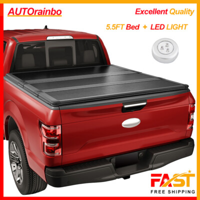 5.5FT Hard 3-Fold Tonneau Cover W/ Lamp For 2015-2024 Ford F150 F-150 Trunk Bed