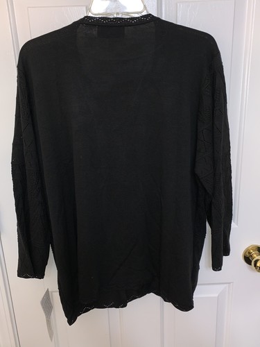 NWT ALFRED DUNNER Black Crew Neck 3/4 Sleeve Open Cardigan Set CLASSICS 2X - Picture 4 of 9