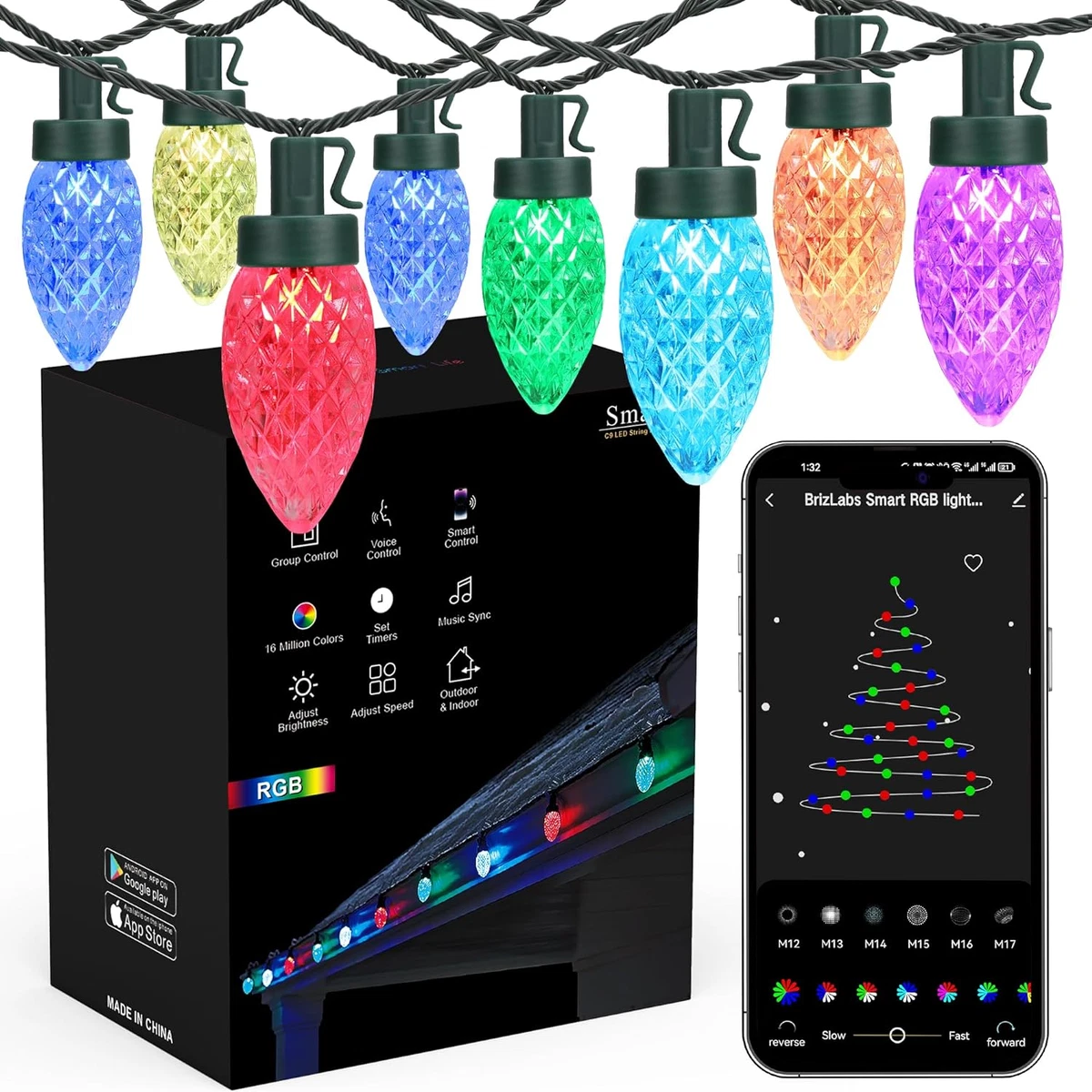 C9 color changing led christmas lights deals
