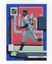 2022 PANINI DONRUSS BASEBALL HOLO BLUE PHOTO VARIATION RONALD ACUNA JR. #121