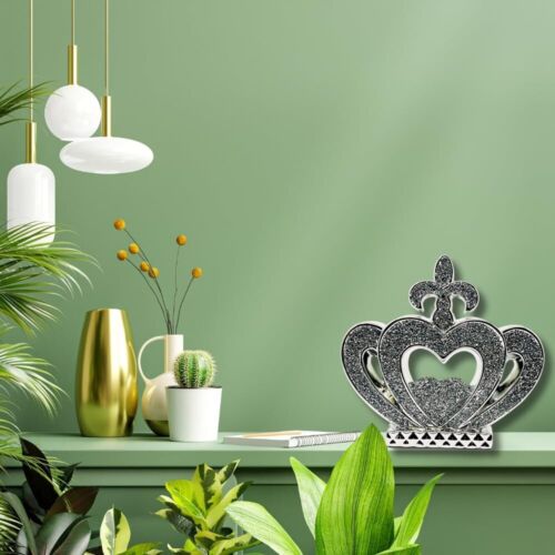 Dazzling Diamond Silver Ceramic 2D Crown Design Prince Queen Ornament - 35 cm - Picture 1 of 9