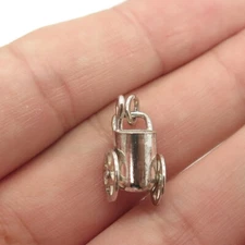 925 Sterling Silver Antique Art Deco Movable Garden Cart Basket Charm Pendant