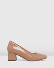 Image of BNIB Clarks Ladies SHEER55 COURT Praline Patent Leather Court Shoes