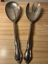 Vintage Silver Plated Salad Fork And Spoon Solid Metal
