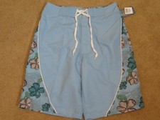 New Men  s PT Sportswear Hawaiian Floral Lt Blue Swim Trunks Board Shorts Size 30