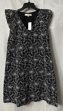 NWT Ann Taylor LOFT Womens Sleeveless Black White Floral Short Dress Size XS