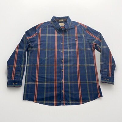 CE Schmidt Button Up Shirt Mens XLT Workwear Blue Plaid Long Sleeve Pocket