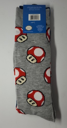 4 Pair Super Mario Socks Unisex Crew Official Licensed Nintendo Mushroom (B3-K2) - Picture 4 of 5