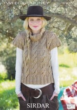 Sirdar Knitting Pattern 9065 Tweed Chunky cardigan 32"-42"