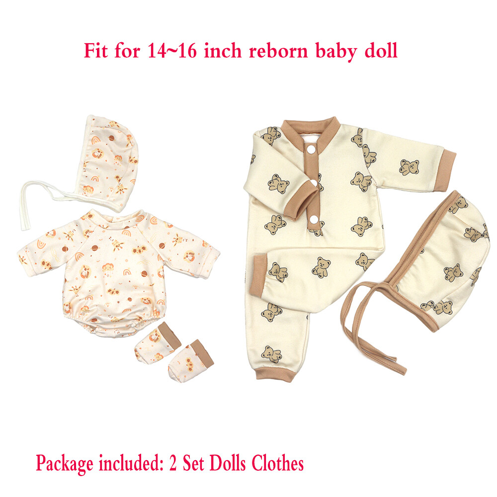 2 Set Outfits Dolls Clothes- Fit for 14- 16 inch Reborn Baby