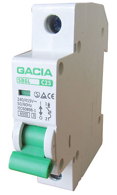 Leitungsschutzschalter GACIA SB6L 1P C25A, Sicherungsautomat MCB