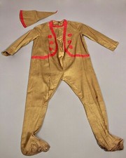 VTG 20s Children's Green  Red Clown Halloween Costume W Hat 1920s Kid's