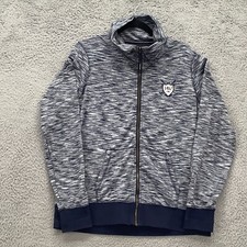Polo X Horseware Riding Jacket Womens Xl Blue White Full Zip Logo Crest Stretch