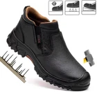 Men's Steel Toe Leather Work Boots Lightweight Safety Construction Welding Shoes