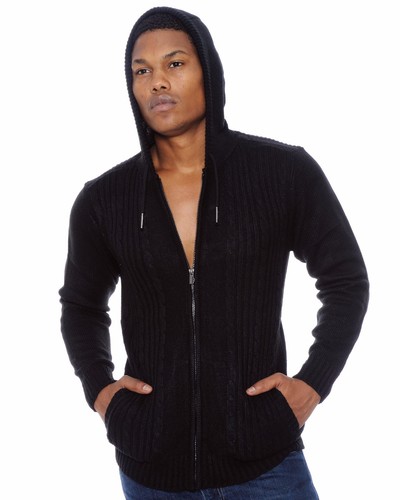 angelo litrico mens cableknit hoodie sweater jacket hooded