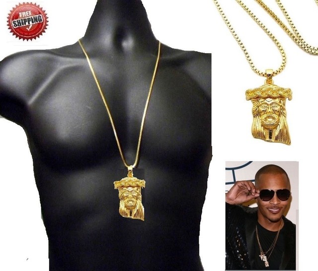 24" Box Chain Small Jesus Piece Christ Pendant Gold Hip Hop Necklace eBay