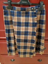 Pendleton Blue Brown Plaid Pleated Skirt Sz 10 100 Wool Pleated - Made in USA