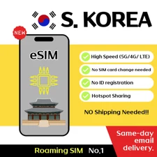 South Korea Travel eSIM - 5G, 3Days, 5Days - 1GB/Day , 2GB/Day , Unlimited