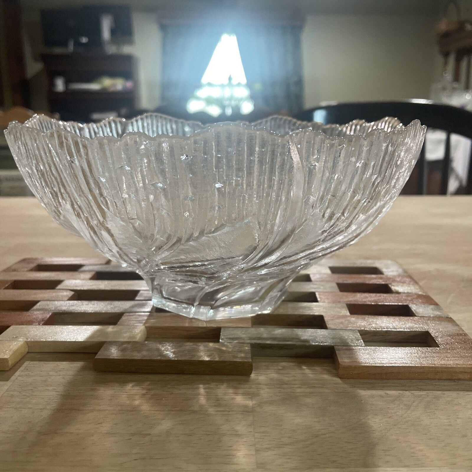 VTG 24% Leaded Crystal Bowl Lausitzen Glas Germany Grandma Cottagecore Kitschy