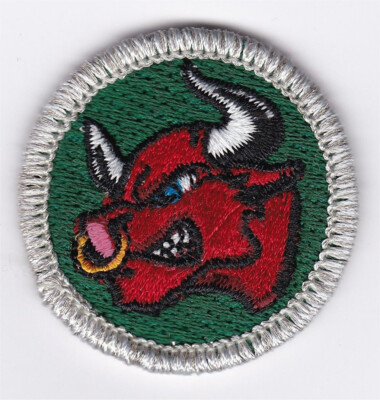 MERIT BADGE - SPOOF - RED BULL - 1-1/2'' DIA. - PRIVATE ISSUE