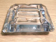 ANTIQUE HEAVY ANTIQUE BEVELED CLEAR GLASS ASHTRAY