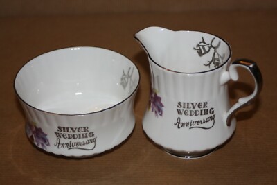Vintage Royal Stafford Bone China Silberhochzeit Jahrestag Krug & Schüssel Set